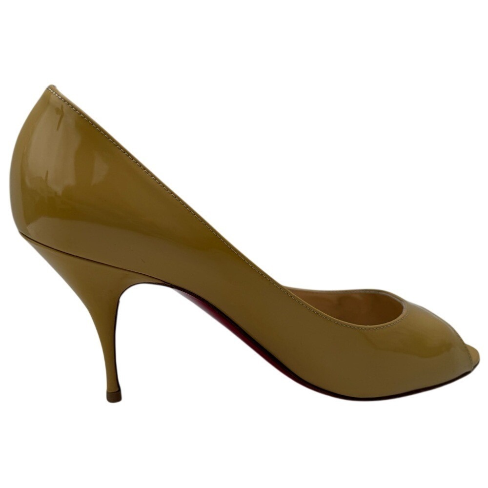 Christian Louboutin Patent Leather Peep Toe Pump Heel Yellow Sz 38.5 Evening - Picture 4 of 16